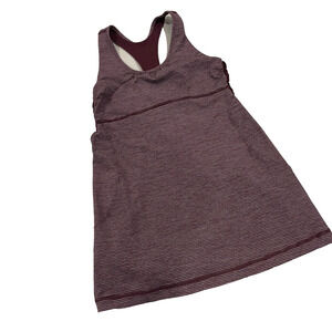 Lululemon Turbo Tank With Built in Bra Casual Women's Size 6 Burgundy Stripe